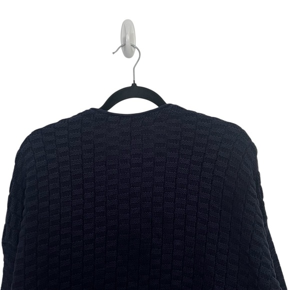 Lands End Navy Blue 100% Cotton Textured V Neck Cardigan Medium - Picture 5 of 10